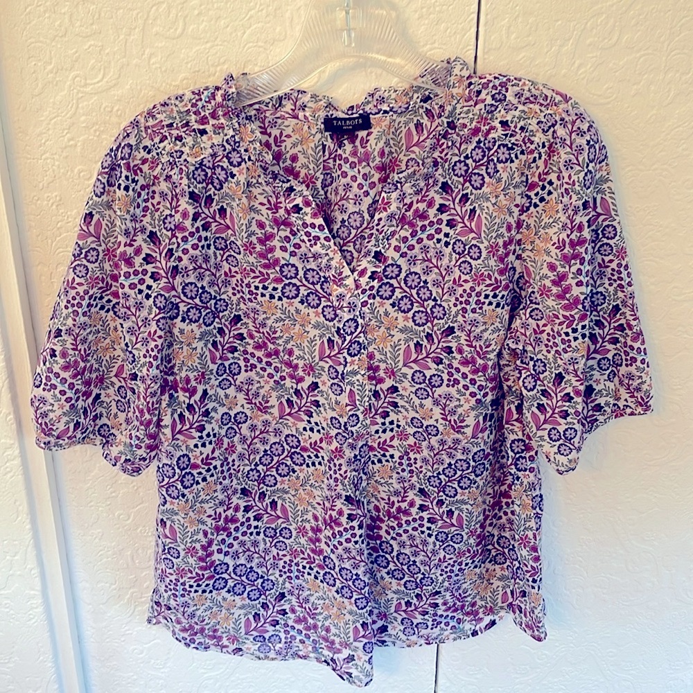 Talbots Printed Peasant Top